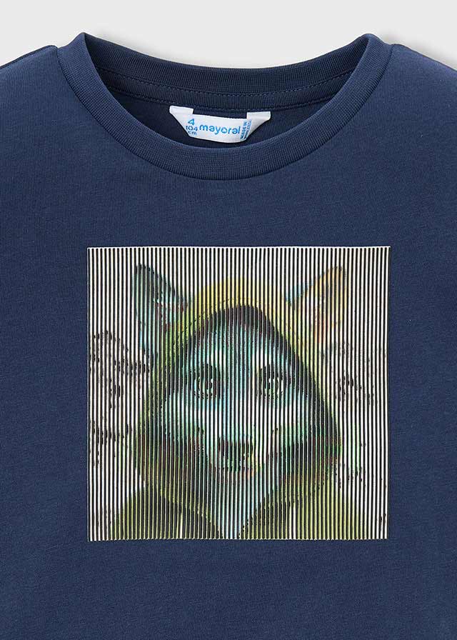 Boys Navy Wolf Graphic Long Sleeve T-Shirt