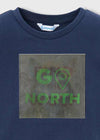 Boys Navy Wolf Graphic Long Sleeve T-Shirt
