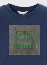 Boys Navy Wolf Graphic Long Sleeve T-Shirt