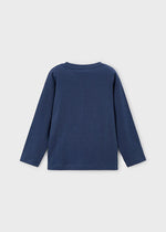 Boys Navy Wolf Graphic Long Sleeve T-Shirt