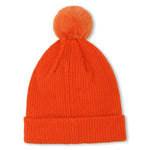 Boys Orange Beanie Hat With Pompom