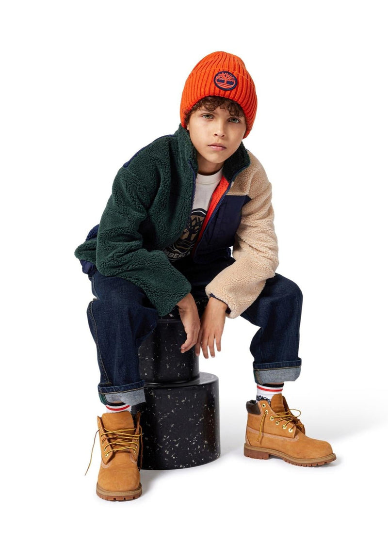 Boys Orange Ribbed Knit Beanie