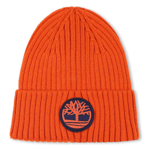 Boys Orange Ribbed Knit Beanie