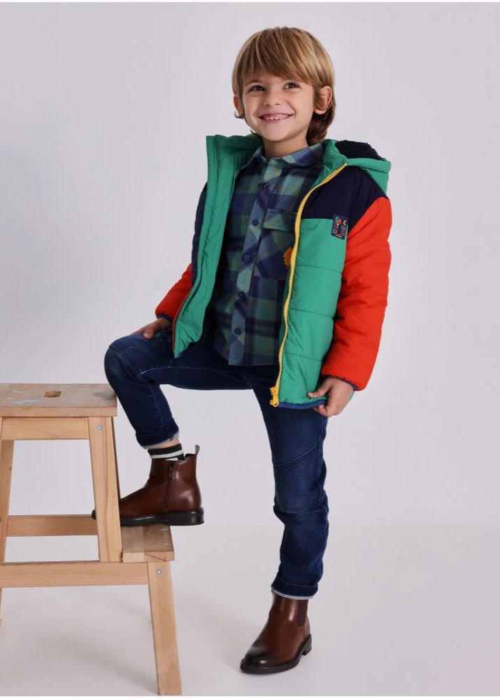 Boys Padded Jacket in Color Blocks