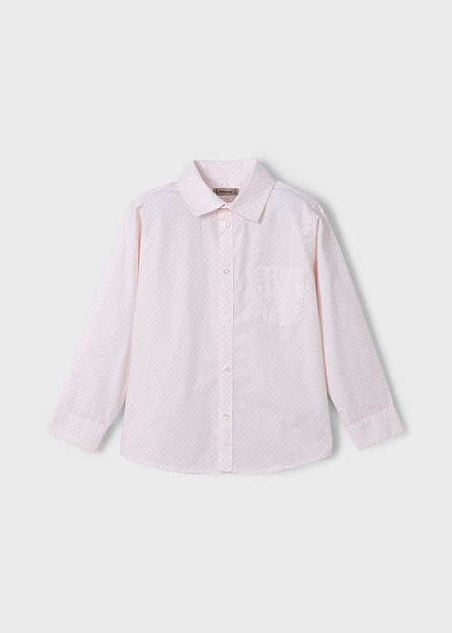 Boys Pink Patterned Long Sleeve Shirt