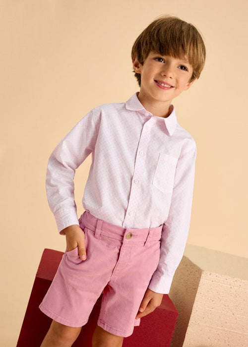 Boys Pink Patterned Long Sleeve Shirt