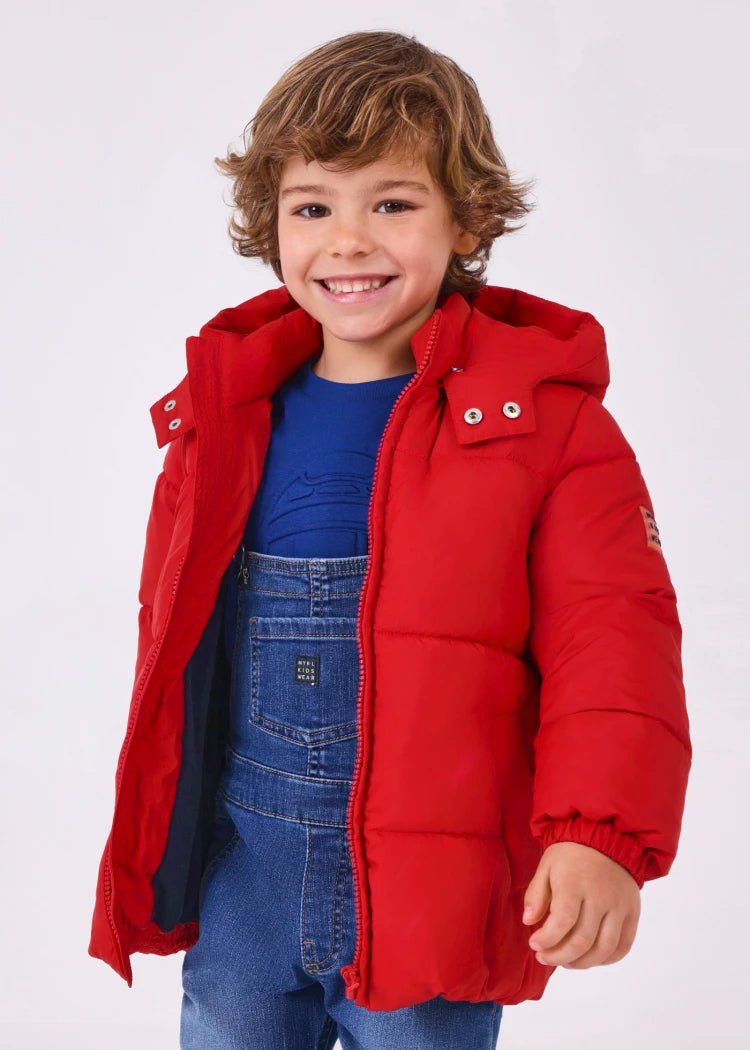 Boys Red Coat with Removable Hood CottonKids.ie