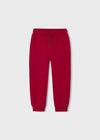 Boys Red Fleece Joggers with Cuffed Ankles