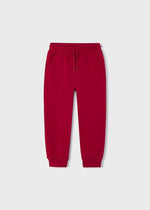 Boys Red Fleece Joggers with Cuffed Ankles