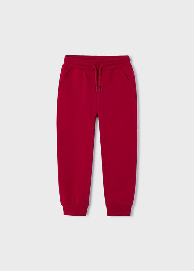 Boys Red Fleece Joggers with Cuffed Ankles