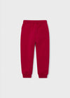 Boys Red Fleece Joggers with Cuffed Ankles