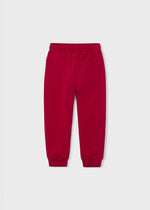 Boys Red Fleece Joggers with Cuffed Ankles