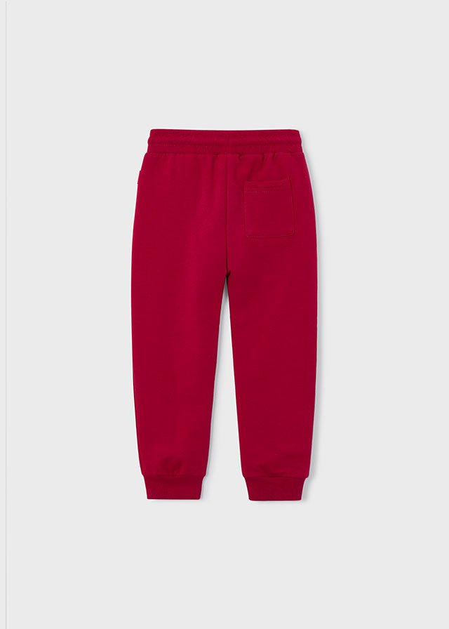 Boys Red Fleece Joggers with Cuffed Ankles