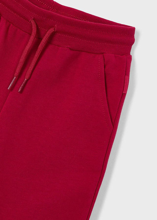 Boys Red Fleece Joggers with Cuffed Ankles