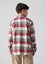Boys Red & Green Buffalo Check Flannel Shirt