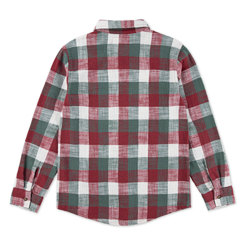 Boys Red & Green Buffalo Check Flannel Shirt
