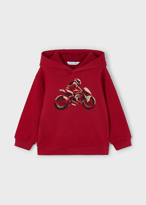 Boys Red Hoodie with Motorbike Print