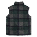 Boys Reversible Green and Check Sherpa Puffer Gilet