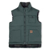 Boys Reversible Green and Check Sherpa Puffer Gilet