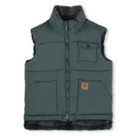 Boys Reversible Green and Check Sherpa Puffer Gilet