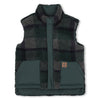 Boys Reversible Green and Check Sherpa Puffer Gilet