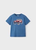 Boys Short Sleeve Cotton T-Shirt with Car Print