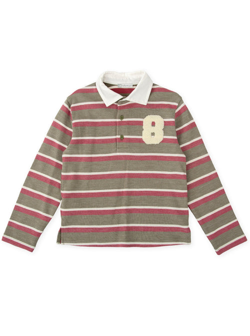 Boys Stripe Polo With Number Badge