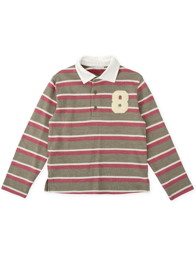 Boys Stripe Polo With Number Badge