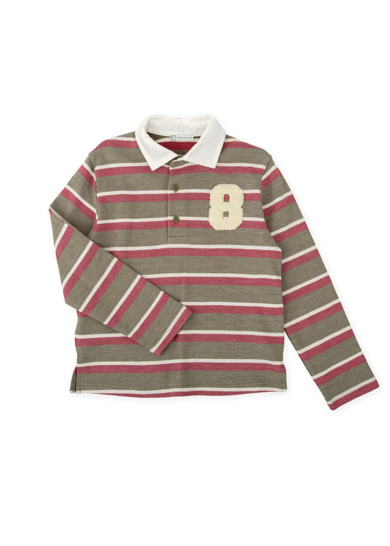 Boys Stripe Polo With Number Badge