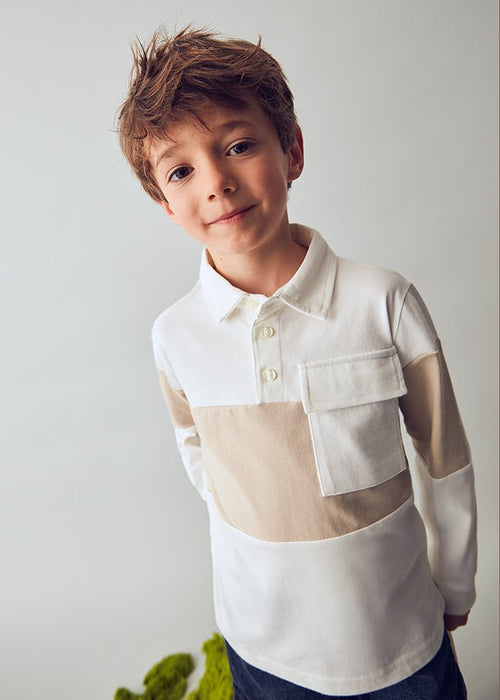 Boys Striped Long Sleeve Polo Shirt