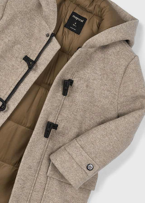 Boys Taupe Hooded Trench Coat