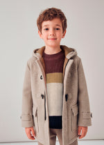 Boys Taupe Hooded Trench Coat