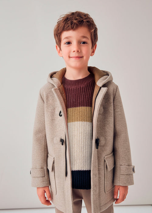 Boys Taupe Hooded Trench Coat