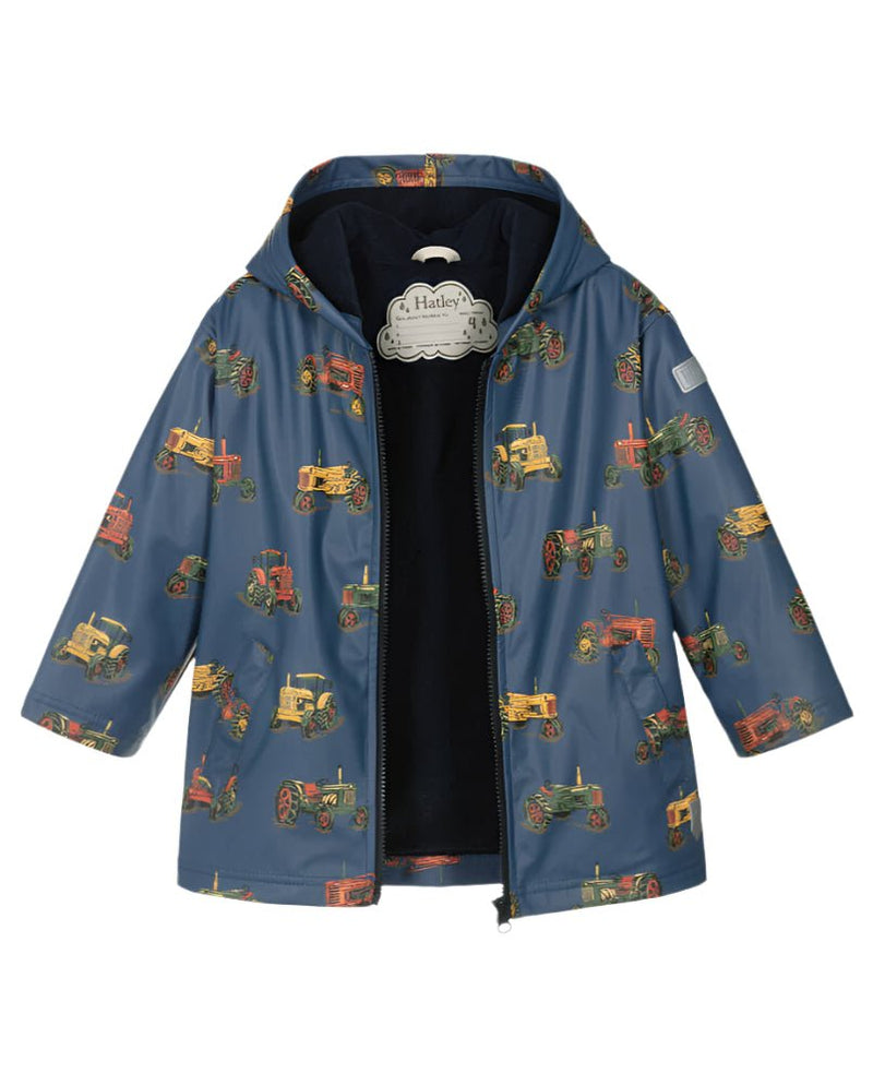 Boys Tractor Print Waterproof Rain Jacket