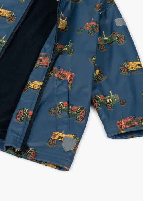 Boys Tractor Print Waterproof Rain Jacket