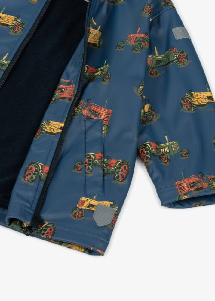 Boys Tractor Print Waterproof Rain Jacket