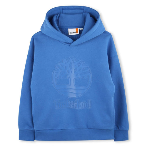 Boys Twill Effect Hooded Sweatshirt with Puff Logo