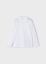 Boys White Long Sleeved Mao Collar Shirt