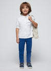 Boys White Long Sleeved Mao Collar Shirt