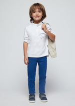 Boys White Long Sleeved Mao Collar Shirt