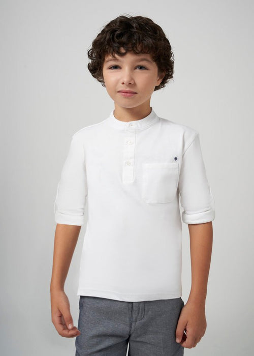 Boys' White Long Sleeved Mao Collar Shirt (Mayoral)