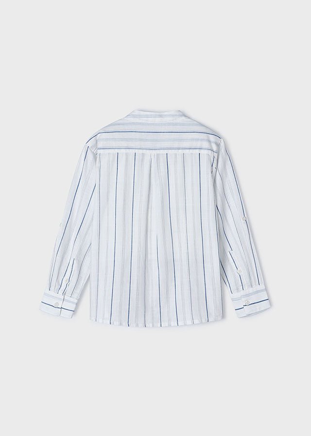 Boys White Striped Cotton Shirt