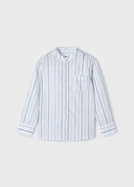 Boys White Striped Cotton Shirt