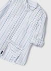 Boys White Striped Cotton Shirt