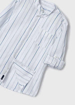 Boys White Striped Cotton Shirt