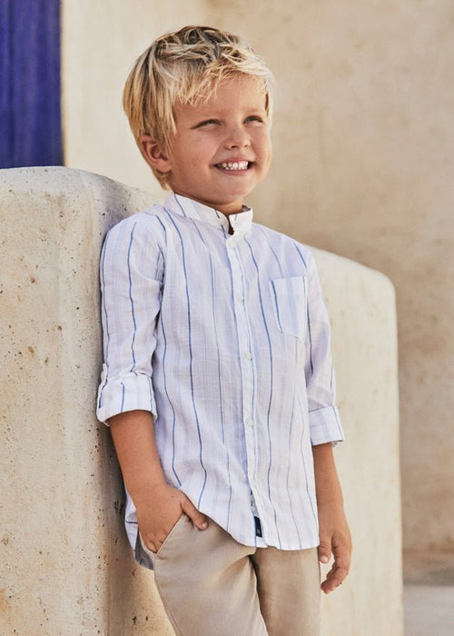 Boys White Striped Cotton Shirt