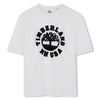 Boys White Tee with Black Flocked Logo