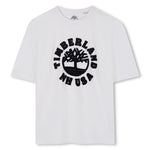 Boys White Tee with Black Flocked Logo
