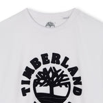 Boys White Tee with Black Flocked Logo