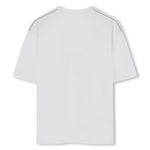 Boys White Tee with Black Flocked Logo